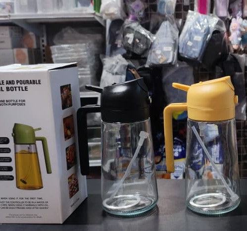 Kitchen Glass Oil Sprayer Bottle | 2‑in‑1 Olive Oil Dispenser |